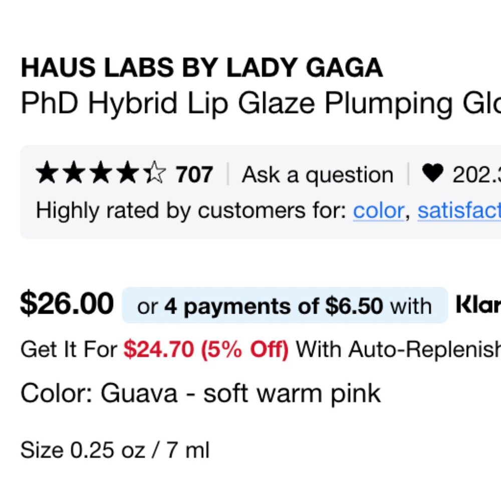 HAUS LABS BY LADY GAGA  PhD Hybrid Lip Glaze Plumping Gloss GUAVA - Picture 5 of 5